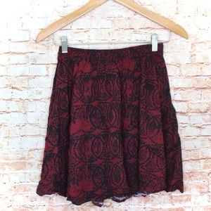 Abercrombie and Fitch Burgundy and Black Skater Skirt